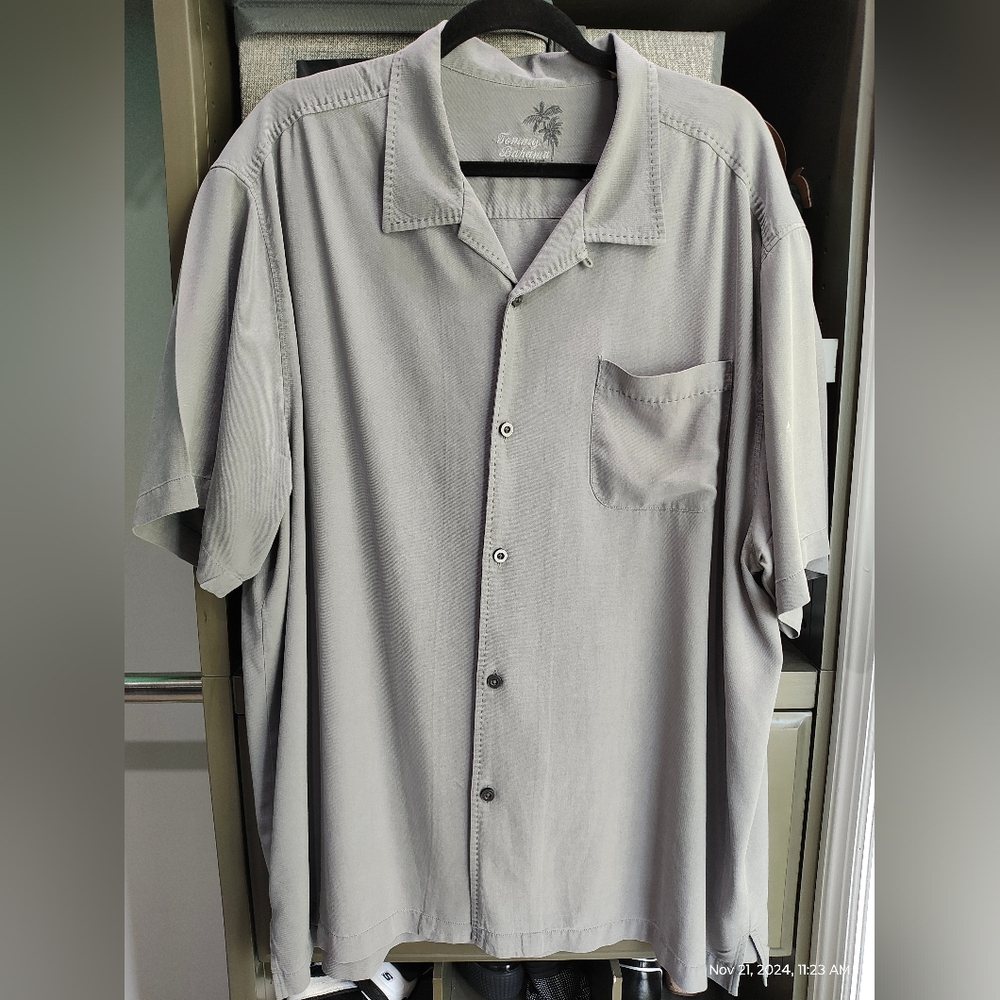 Tommy Bahama Short Sleeve Men's Shirt - XXL Silver Gray Big & Tall